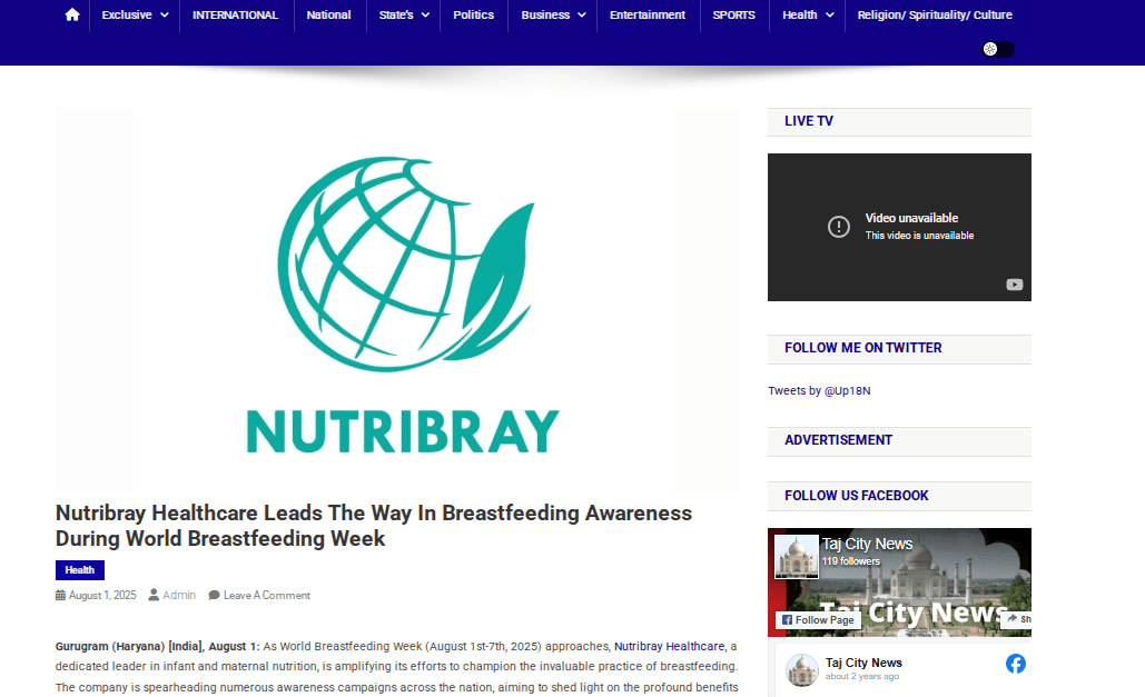 Nutravision Healthcare Healthcare Leads the Way in Breastfeeding Awareness